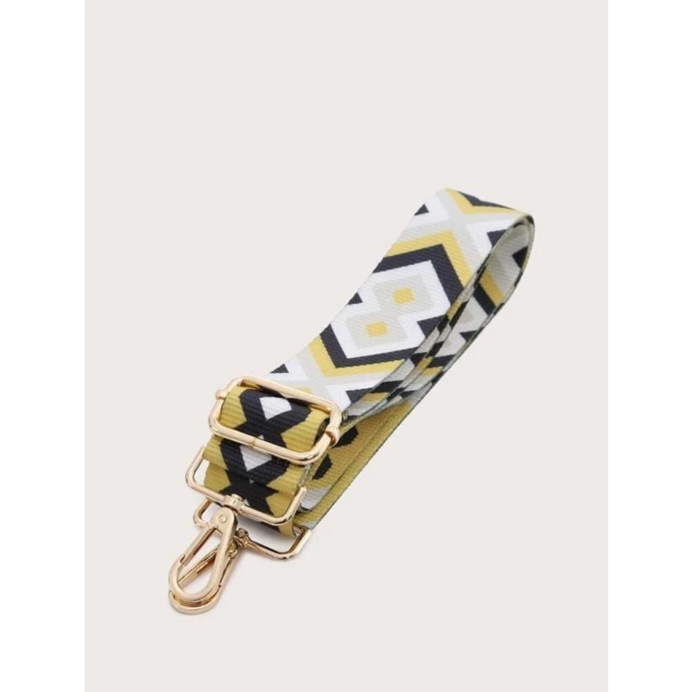 Geometric Pattern Adjustable Shoulder Strap In Yellow - Picture 3 of 10